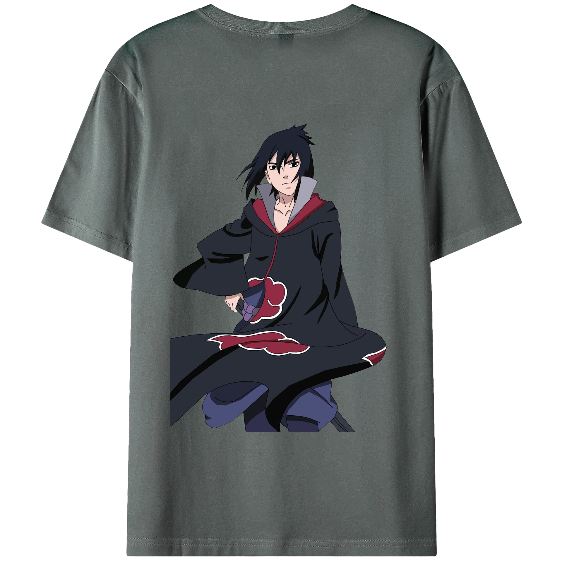 （画像用） NARUTO -ナルト- うちは サスケ Uchiha Sasuke 綿100％ メンズ半袖Tシャツ（バックプリント） 通気性